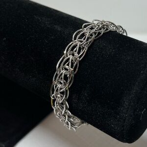 Vintage Sterling Silver Open Weave Bracelet Stamped STG. Perfect for Charms